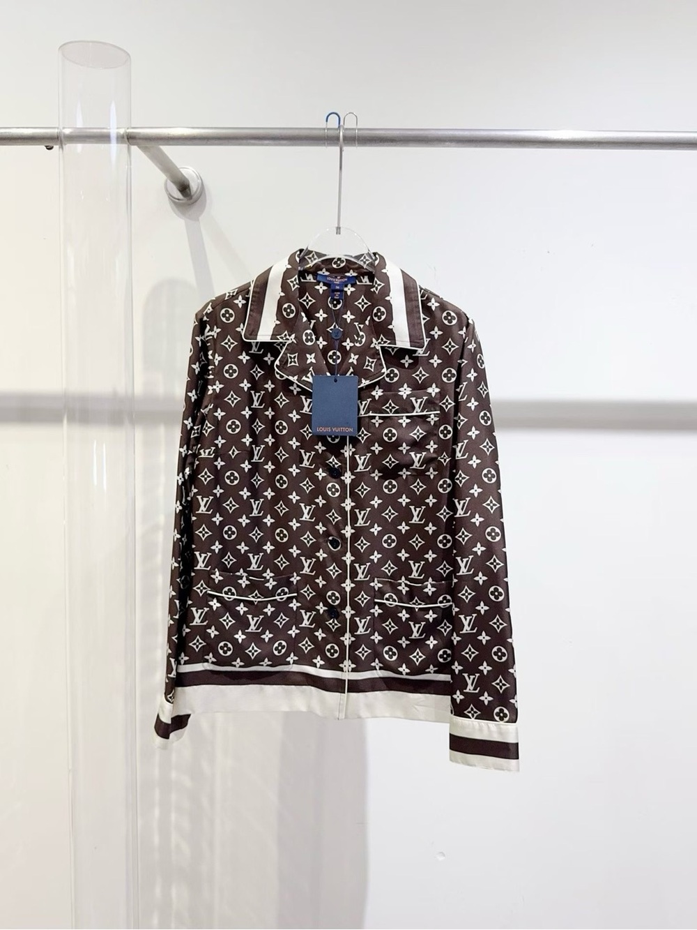 Louis Vuitton Brown and White Monogram Button Detail Jacket